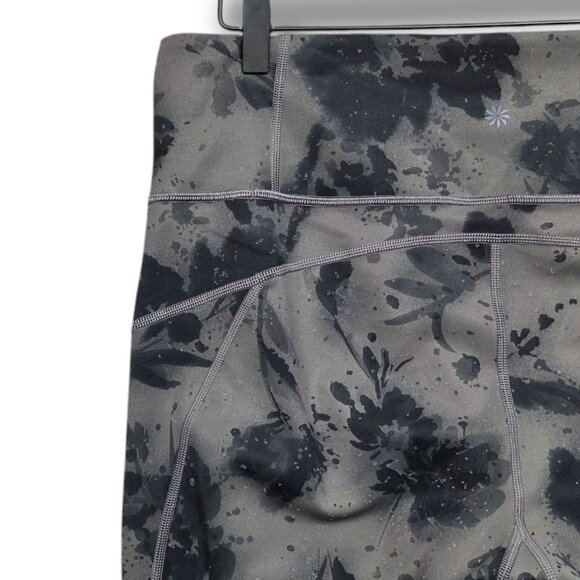 Athleta Ranier Reflective Tight Womens Large PowerLift Compression UPF Floral Bl - Picture 7 of 10